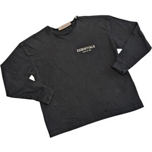 Essentials Fear of God Brand Logo Black Long Sleeve Tshirt Kids Size 8